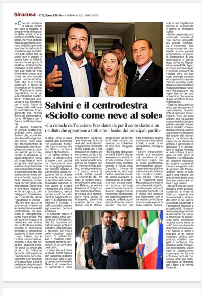 Salvini e il centrodestra sciolto come neve al sole
