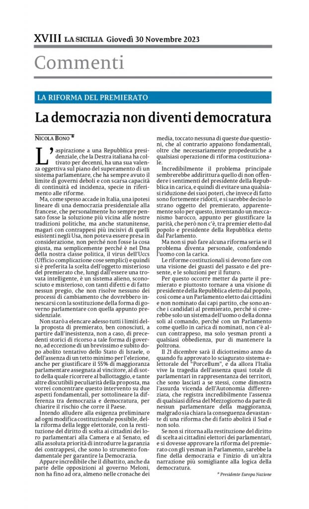 Il premierato è una riforma sbagliata