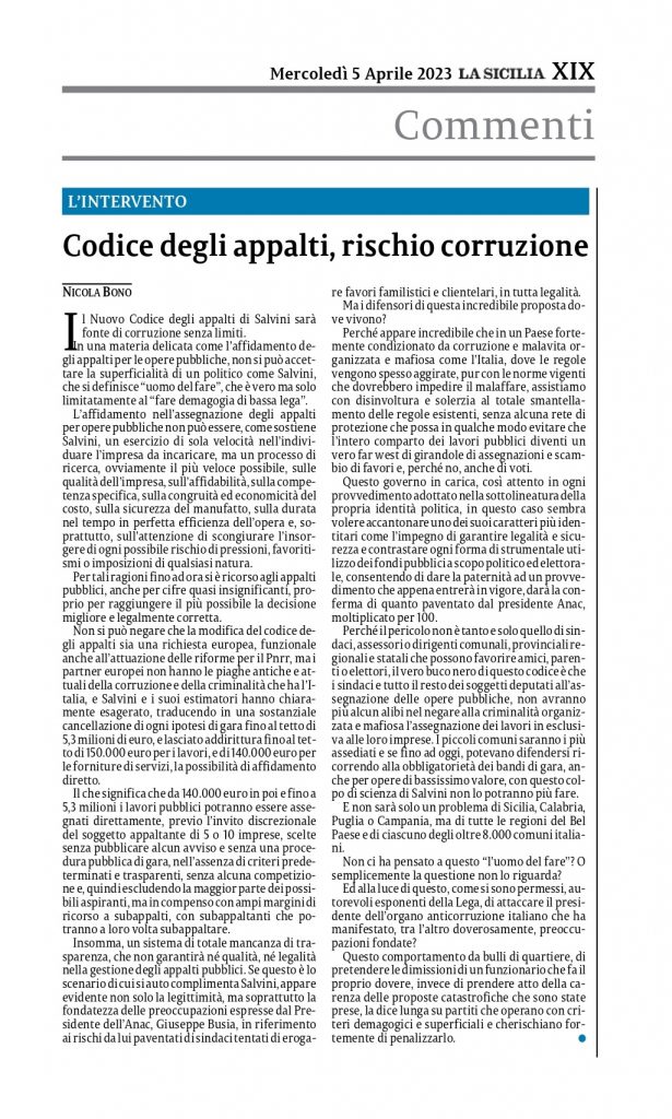Il Nuovo Codice degli Appalti, rischio corruzione