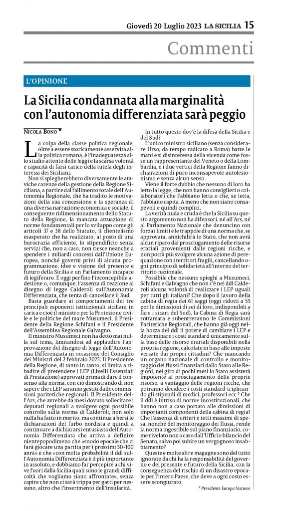 La Sicilia condannata alla marginalità.